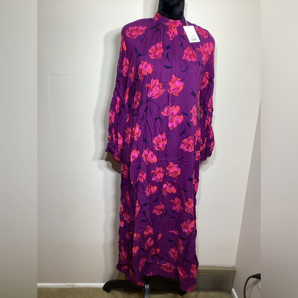 A New Day Long Sleeve Purple and Pink Flowers Dress Size Small